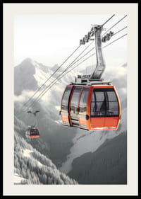 Photographic gondola lift over snow-capped alpine mountain peaks-2