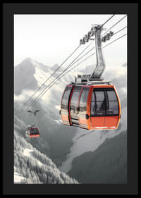 Photographic gondola lift over snow-capped alpine mountain peaks-4