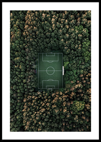 Flygfoto över fotbollsplan omgiven av tät grön skog-0