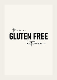 Textmotiv med svart text 'Gluten Free Kitchen' mot beige bakgrund-3