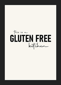 Textmotiv med svart text 'Gluten Free Kitchen' mot beige bakgrund-5