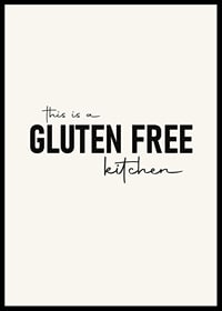 Textmotiv med svart text 'Gluten Free Kitchen' mot beige bakgrund-6