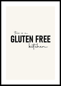 Textmotiv med svart text 'Gluten Free Kitchen' mot beige bakgrund-0