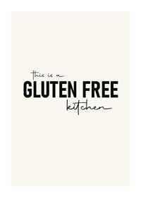 Textmotiv med svart text 'Gluten Free Kitchen' mot beige bakgrund-1