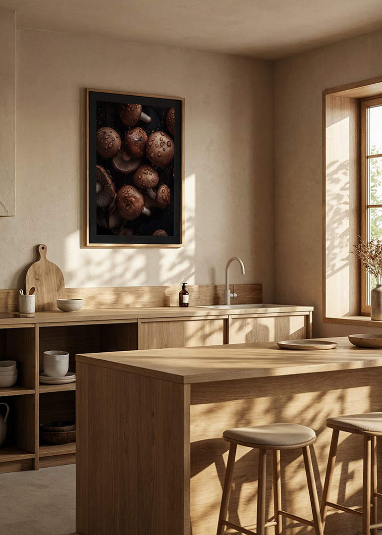 Barna gombákról készült közeli felvétel vízcseppekkel-12