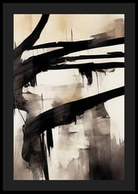 Abstract broad black brush strokes on beige watercolor background-4