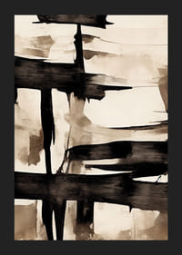 Abstracte zwarte penseelstreken tegen een beige aquarelachtergrond-5