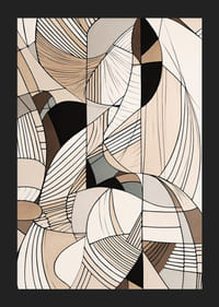 Abstrakt botaniskt motiv med linjer och former i beige toner-5