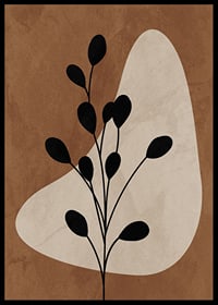 Abstract plant silhouette in black against brown and beige shapes-6