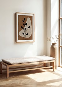 Abstract plant silhouette in black against brown and beige shapes-8