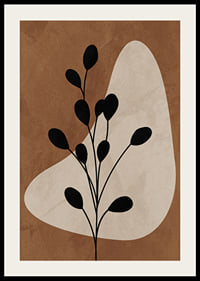 Abstract plant silhouette in black against brown and beige shapes-2