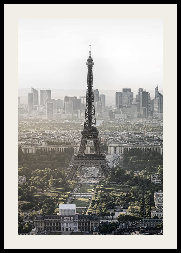 Photographic view of the Eiffel Tower and Paris skyline in muted colors-12