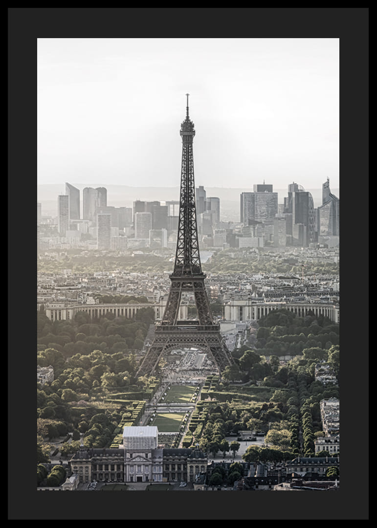 Photographic view of the Eiffel Tower and Paris skyline in muted colors-12