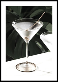 Photographic close-up of martini glass with olive and iced surface-0