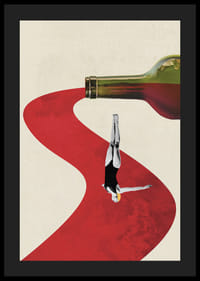 Abstraktná ilustrácia ženy ponárajúcej sa do toku červeného vína-4