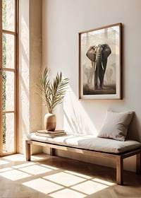 Photorealistic herd of elephants on dusty savannah in soft tones-8