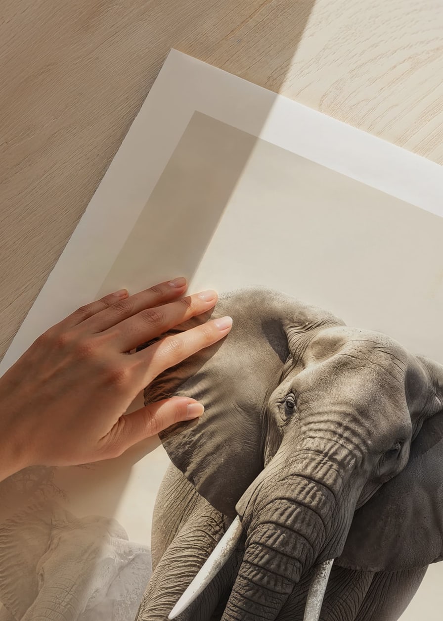 Photorealistic herd of elephants on dusty savannah in soft tones-12