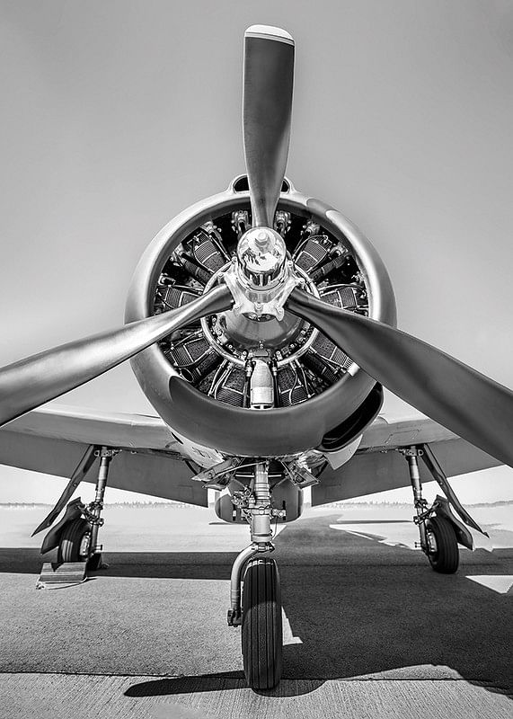 Vintage Propeller Aircraft B&W-12