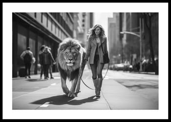 Poster Lion On A Leash