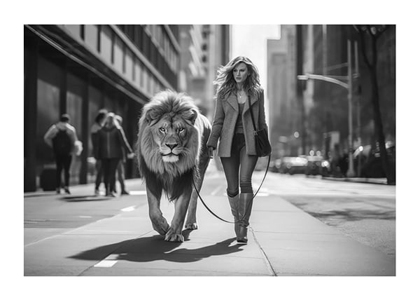 Plakāts Lion On A Leash
