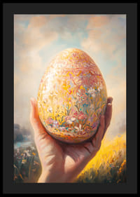 Håndmalt dekorativt egg med blomstermønster i varmt vårmiljø-4