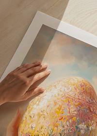 En poster med ett handmålat dekorativt ägg i blommönster, symboliserande vårens skönhet-5