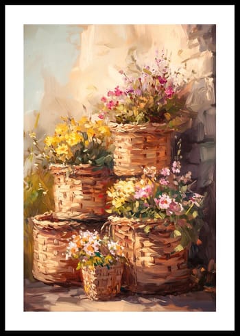 Poster Flowers In Woven Baskets