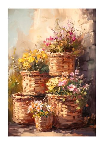 Poster Flowers In Woven Baskets