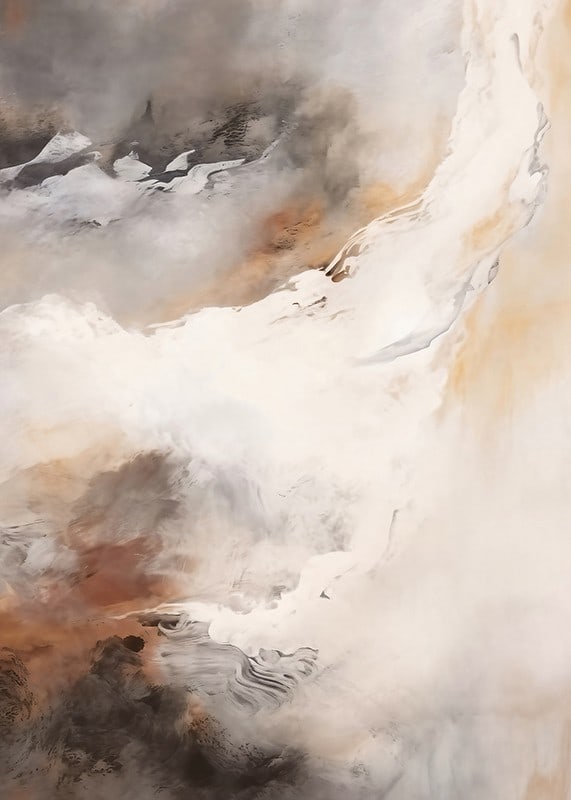 Abstract painting with soft layers in beige, brown and gray-12