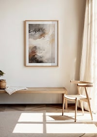 Abstract painting with soft layers in beige, brown and gray-8