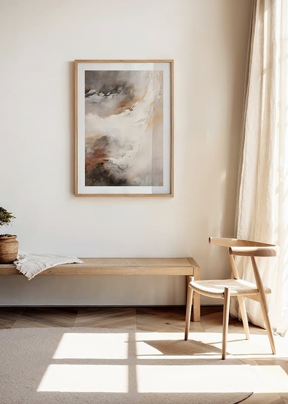 Abstract painting with soft layers in beige, brown and gray-12