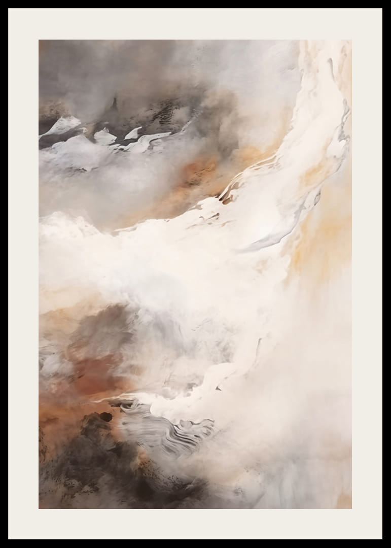 Abstrakt målning med mjuka lager i beige, brun och grå-12