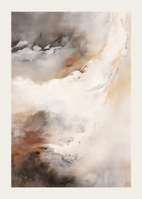 Abstrakt målning med mjuka lager i beige, brun och grå-3