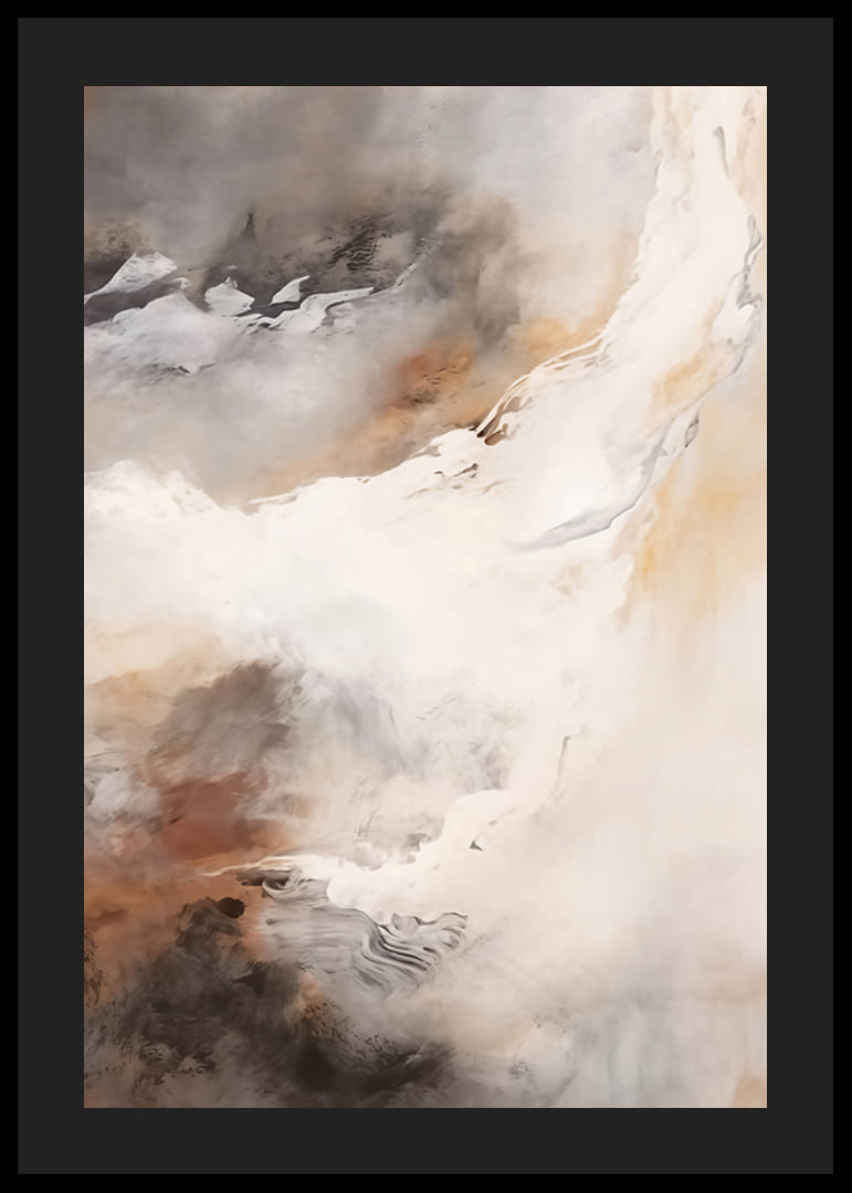 Abstrakt målning med mjuka lager i beige, brun och grå-12