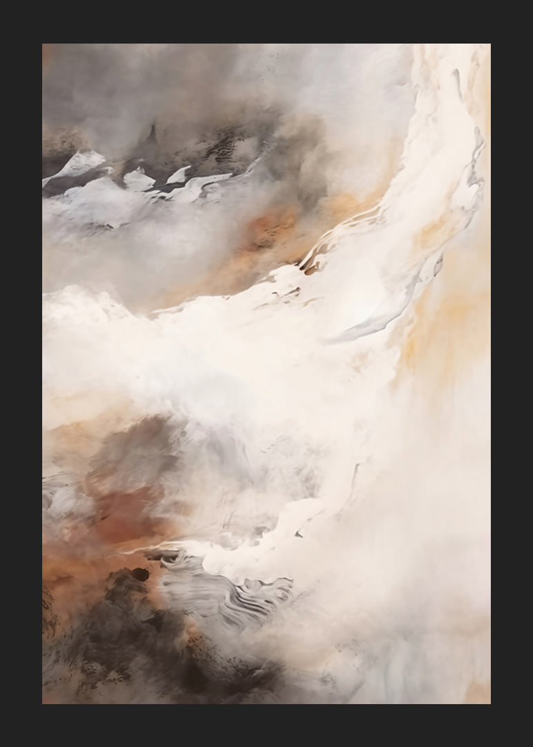 Abstract painting with soft layers in beige, brown and gray-12