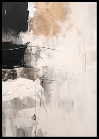 Abstrakt målning med beige, svart och gråa block i lager-6