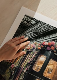 Green subway train decorated with colorful flowers-9
