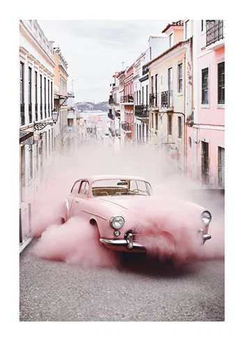 Poster Mercedes-Benz 300 SL 1963 In Pink