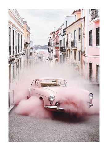 Poster Mercedes-Benz 300 SL 1963 In Pink