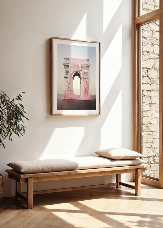 The Arc de Triomphe in Paris draped in transparent pink fabric-12