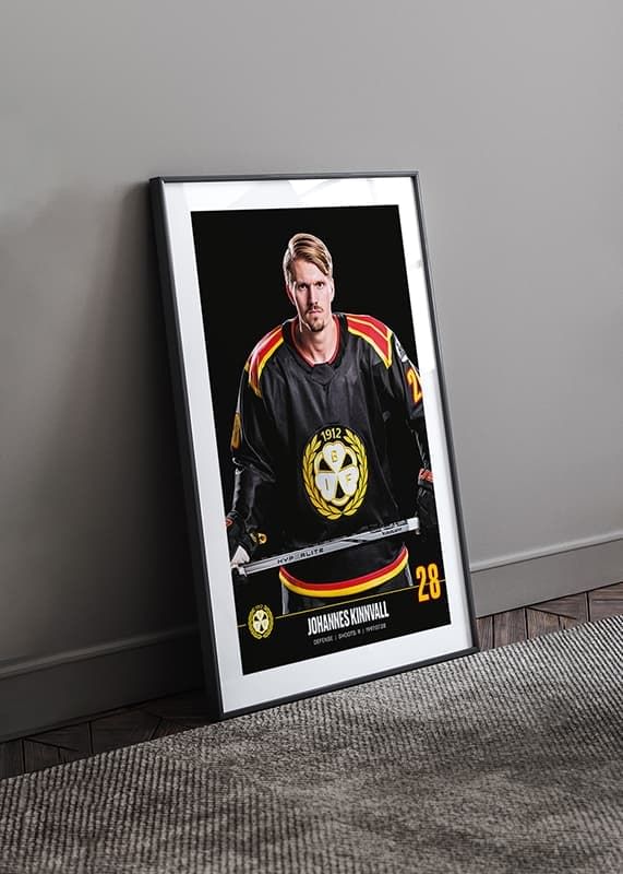 Poster Johannes Kinnvall #28 Brynäs IF 2023/2024 crossfade
