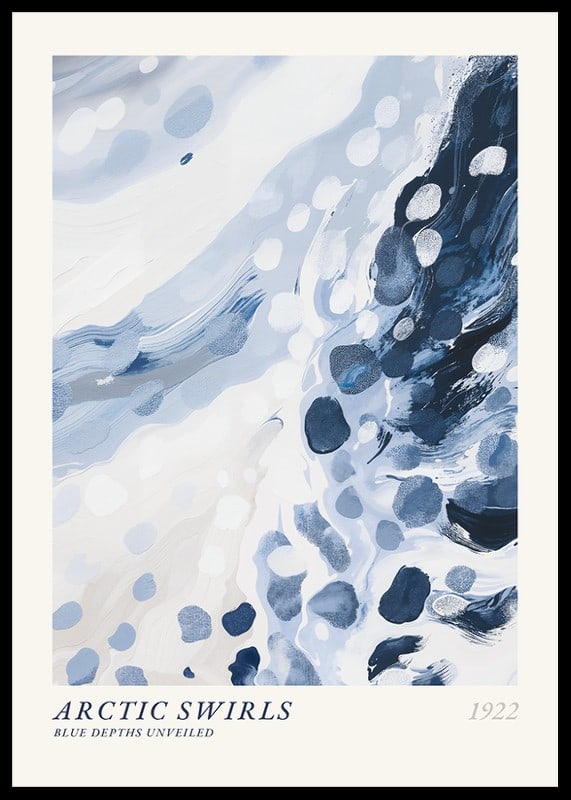 Abstract blue and white swirls with dots in watercolor style-12