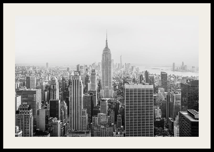Black and white panoramic view of the Empire State Building in New York-12