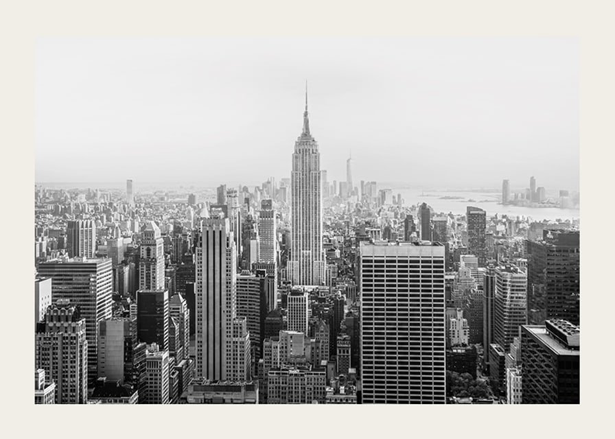 Black and white panoramic view of the Empire State Building in New York-12