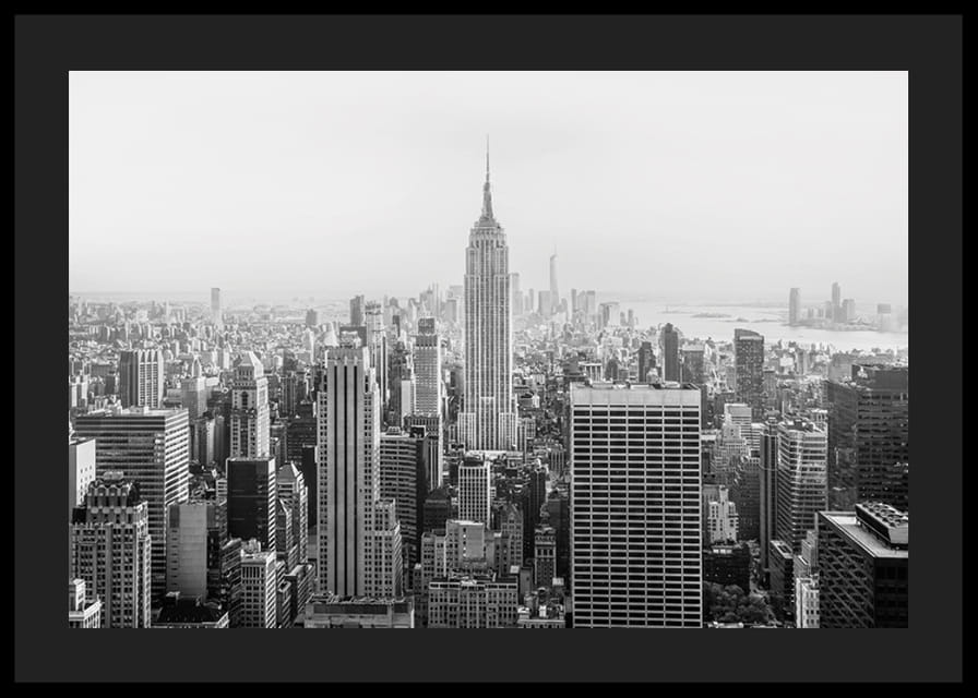Black and white panoramic view of the Empire State Building in New York-12