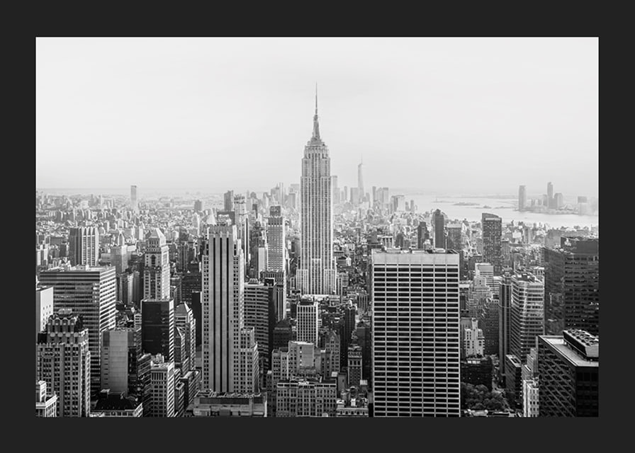 Black and white panoramic view of the Empire State Building in New York-12