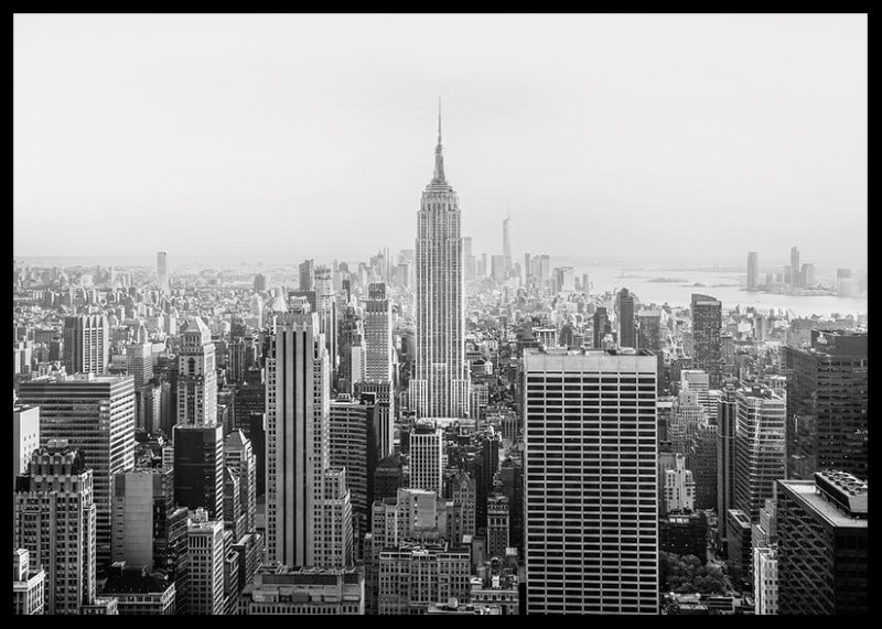 Black and white panoramic view of the Empire State Building in New York-12