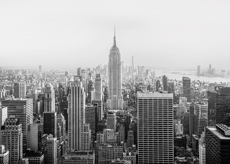 Black and white panoramic view of the Empire State Building in New York-12