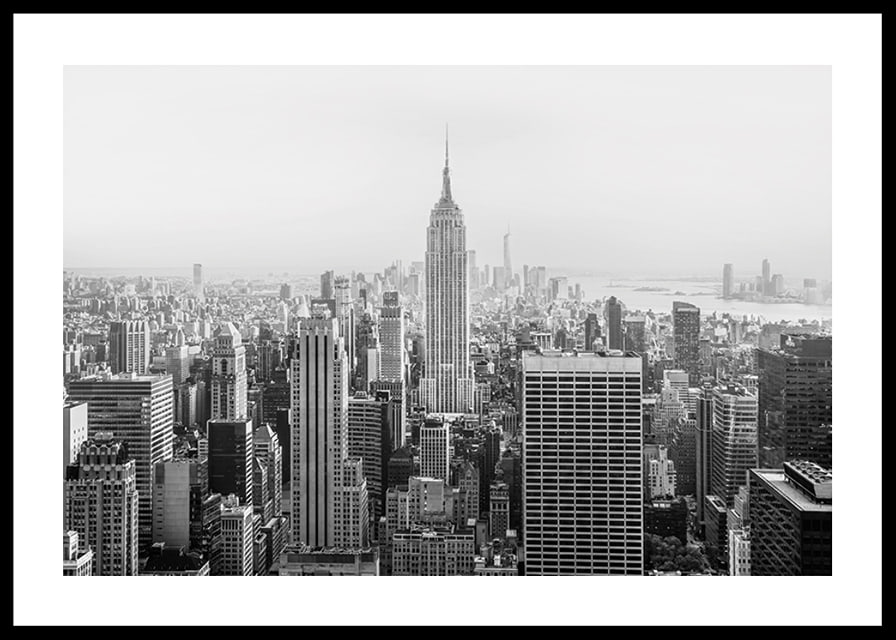 Black and white panoramic view of the Empire State Building in New York-12