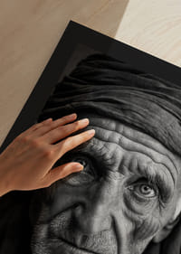 Fekete-fehér portré egy idős férfiról, tiszta arcvonásokkal-9